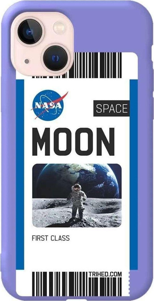 İphone 13 Mini Lila Renkli Silikon Telefon Kılıfı - Moon Bileti