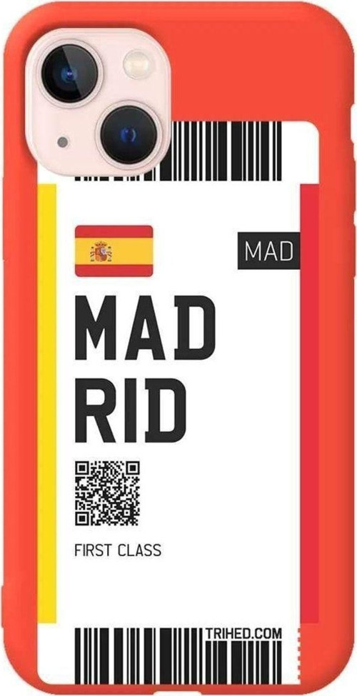 İphone 13 Mini Turuncu Renkli Silikon Telefon Kılıfı - Madrid Bileti