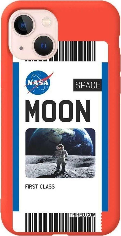 İphone 13 Mini Turuncu Renkli Silikon Telefon Kılıfı - Moon Bileti