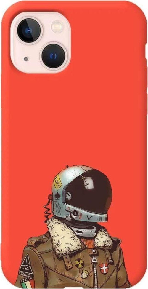 İphone 13 Mini Turuncu Renkli Silikon Telefon Kılıfı - Motorcycle Man