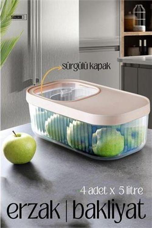 MultiBox Erzak Bakliyat Kutusu Sürgülü Kapak 5 Litre 4 ADET