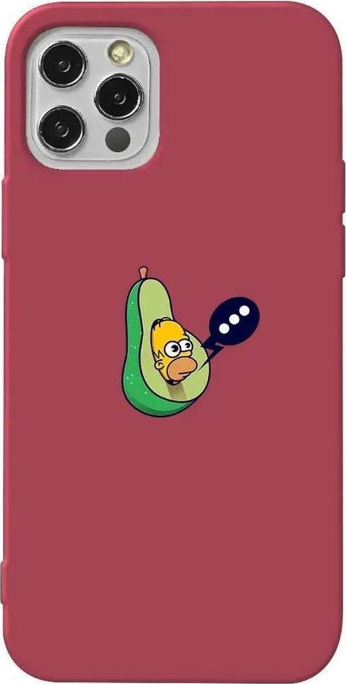 iPhone 13 Pro Bordo Renkli Silikon Telefon Kılıfı - Avokado Simpson
