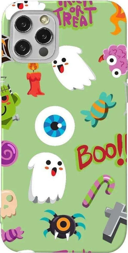 iPhone 13 Pro Açık Yeşil Renkli Silikon Telefon Kılıfı - Trick Or Treat