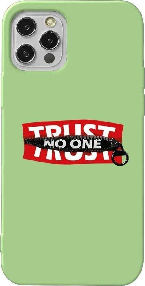 iPhone 13 Pro Açık Yeşil Renkli Silikon Telefon Kılıfı - Trust No One