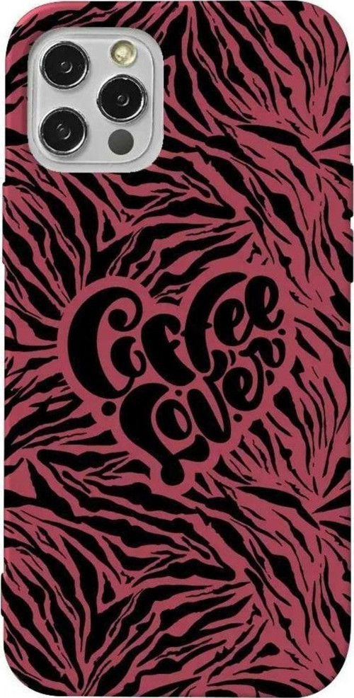 iPhone 13 Pro Bordo Renkli Silikon Telefon Kılıfı - Coffee Lover