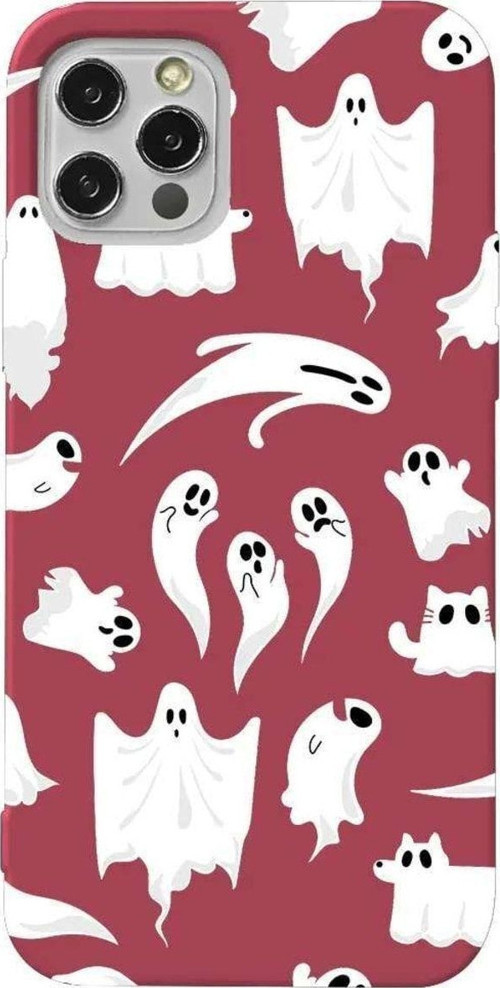iPhone 13 Pro Bordo Renkli Silikon Telefon Kılıfı - Ghosts Are Everywhere!