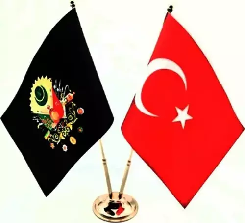 Gold Çiftli Osmanlı-Türk Masa Bayrağı
