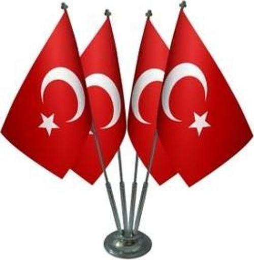 Krom Dörtlü (4lü) Türk Masa Bayrağı