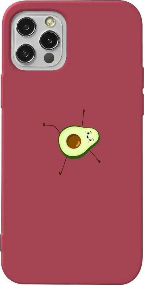 iPhone 13 Pro Bordo Renkli Silikon Telefon Kılıfı - Lazy Avokado