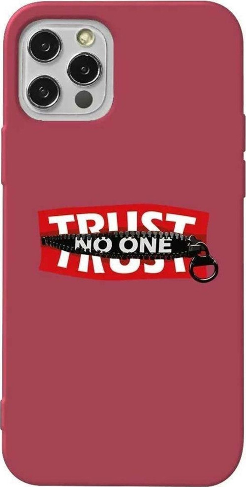 iPhone 13 Pro Bordo Renkli Silikon Telefon Kılıfı - Trust No One
