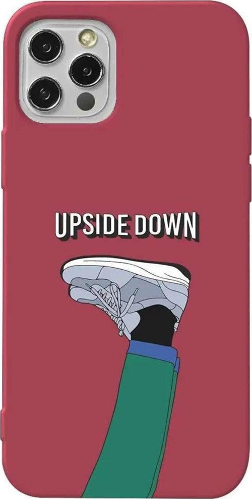 iPhone 13 Pro Bordo Renkli Silikon Telefon Kılıfı - Upside Down