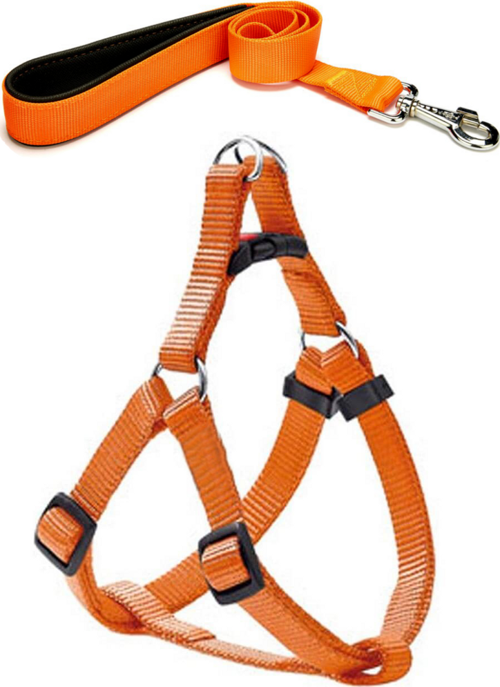 Köpek Göğüs Tasma Seti 40-60 cm Turuncu + Gezdirme Kayışı