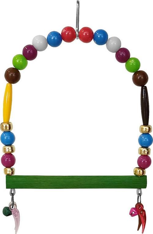 Renkli Boncuklu Ve Çanlı Muhabbet Kuşu Salıncağı 10-11.5 cm Renkli