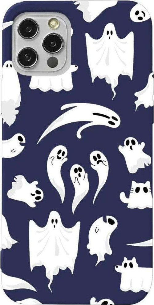 iPhone 13 Pro Lacivert Renkli Silikon Telefon Kılıfı - Ghosts Are Everywhere!