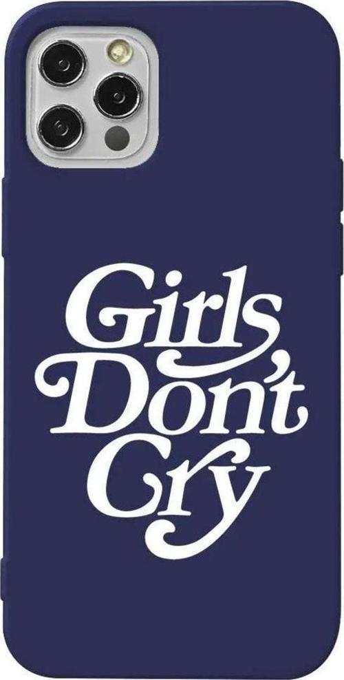 iPhone 13 Pro Lacivert Renkli Silikon Telefon Kılıfı - Girls Don't Cry
