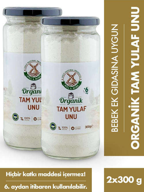 2'li Organik Tam Yulaf Unu 300 g +6 Ay