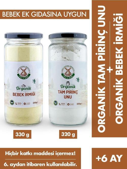 Organik Tam Pirinç Unu 320 g + Organik Bebek İrmiği 330 g Seti