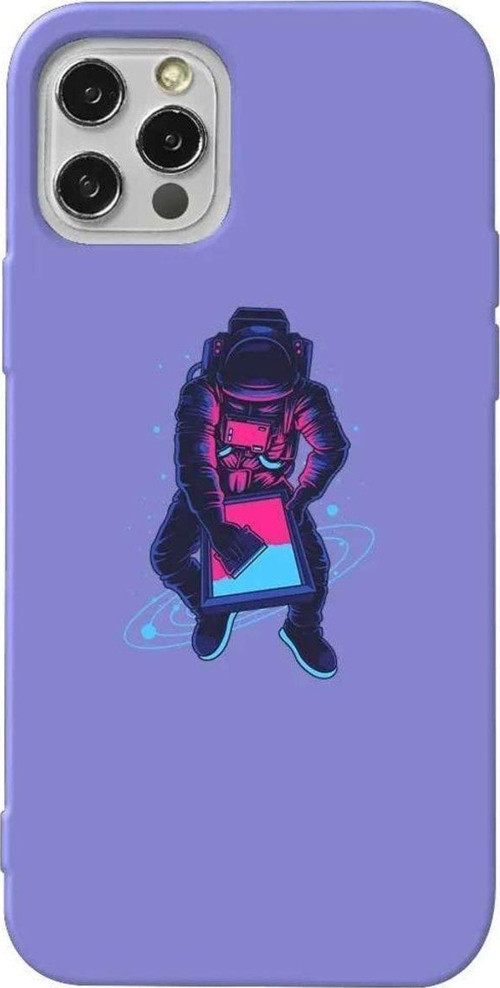 iPhone 13 Pro Lila Renkli Silikon Telefon Kılıfı - Mavi Dunya