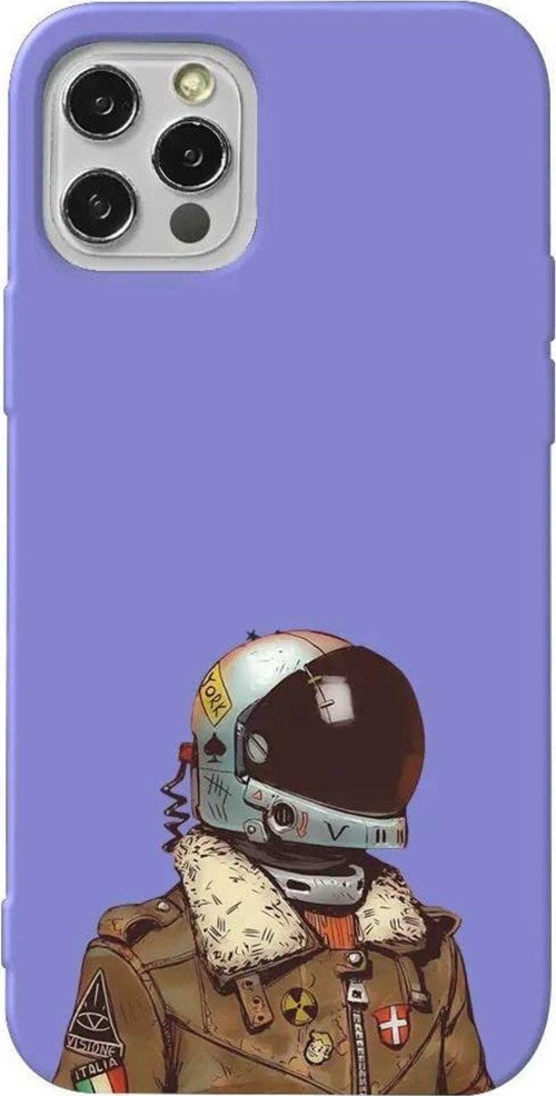 iPhone 13 Pro Lila Renkli Silikon Telefon Kılıfı - Motorcycle Man