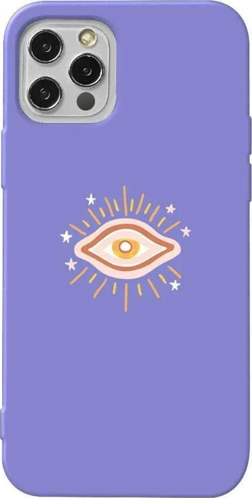 iPhone 13 Pro Lila Renkli Silikon Telefon Kılıfı - One Eye 2