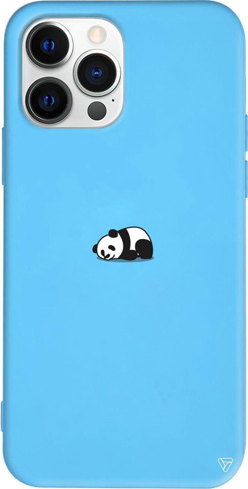 iPhone 13 Pro Mavi Renkli Silikon Miskin Panda Telefon Kılıfı