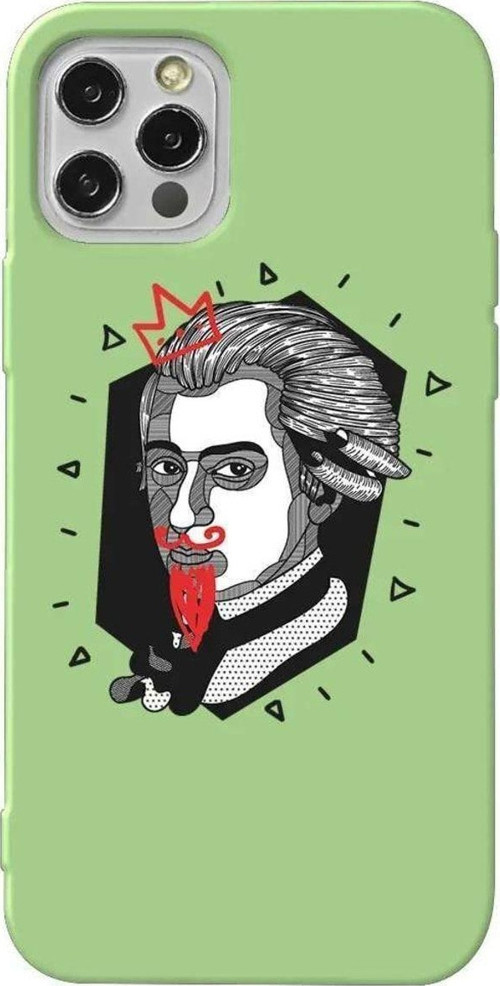 İphone 13 Pro Max Açik Yesil Renkli Silikon Telefon Kılıfı - Amadeus Mozart
