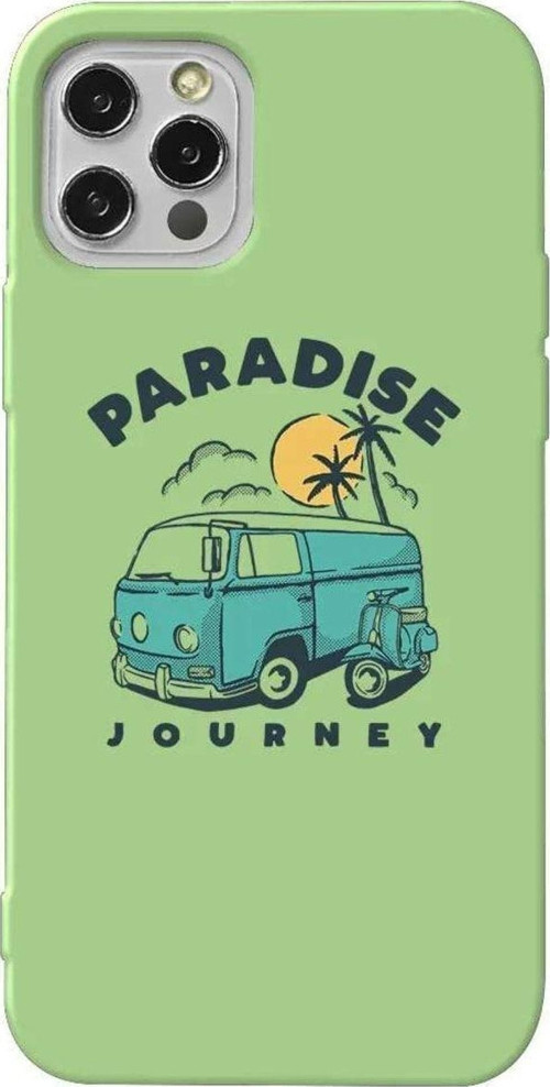 İphone 13 Pro Max Açik Yesil Renkli Silikon Telefon Kılıfı - Paradise