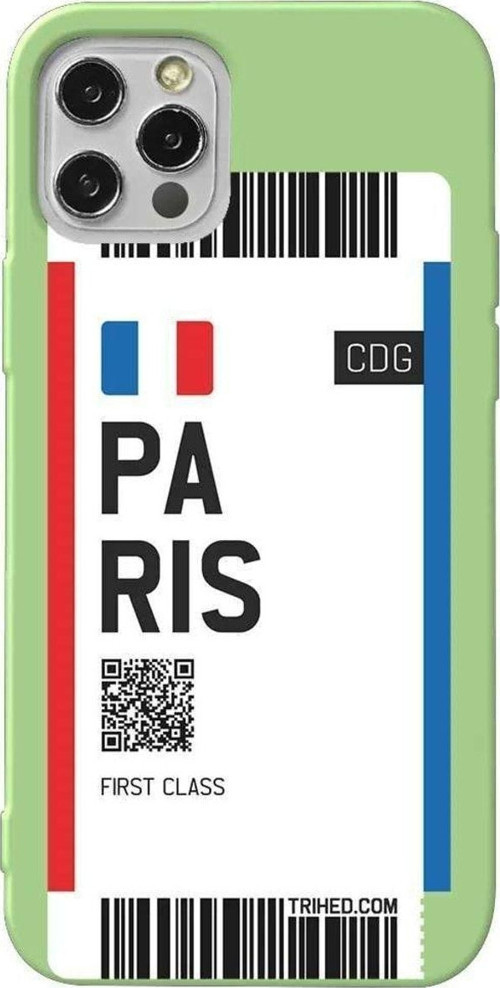 İphone 13 Pro Max Açik Yesil Renkli Silikon Telefon Kılıfı - Paris Bileti