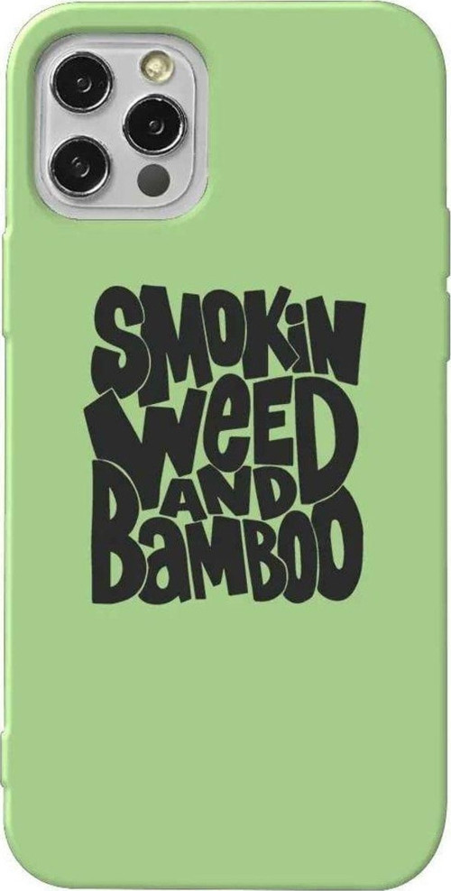 İphone 13 Pro Max Açik Yesil Renkli Silikon Telefon Kılıfı - Smokin Weed