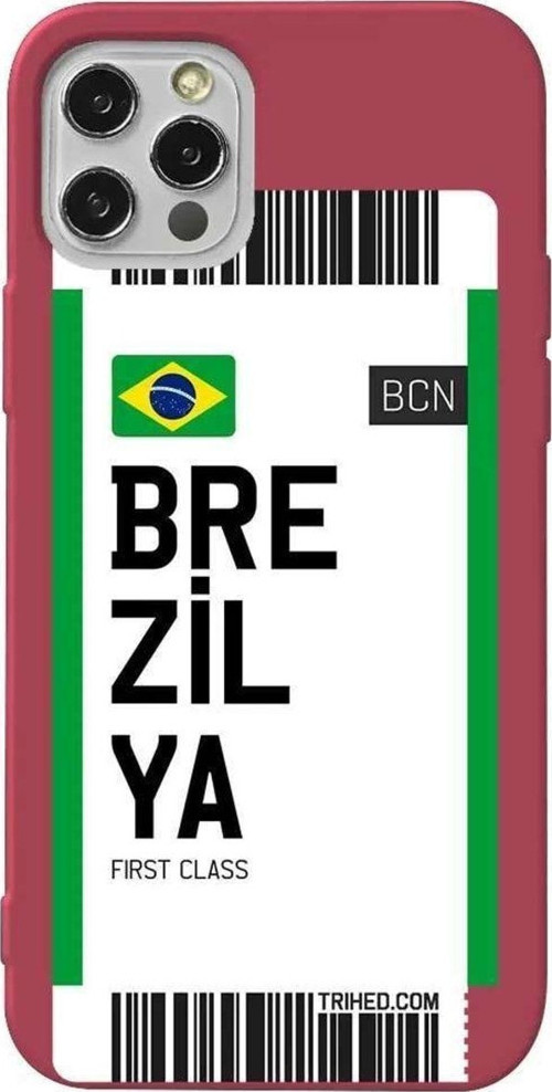 İphone 13 Pro Max Bordo Renkli Silikon Telefon Kılıfı - Brezilya Bileti