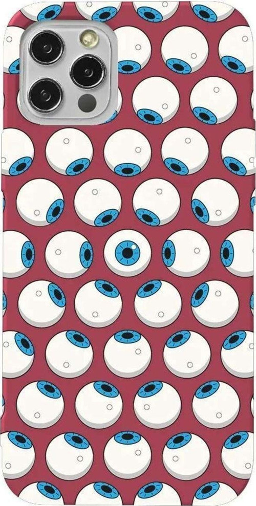 İphone 13 Pro Max Bordo Renkli Silikon Telefon Kılıfı - Eyes On You 2