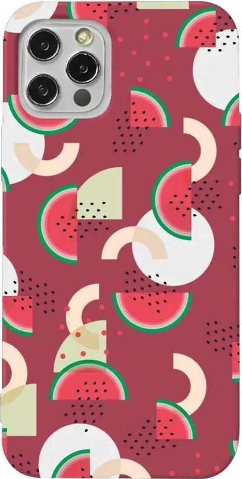 İphone 13 Pro Max Bordo Renkli Silikon Telefon Kılıfı - Karpuz Pattern