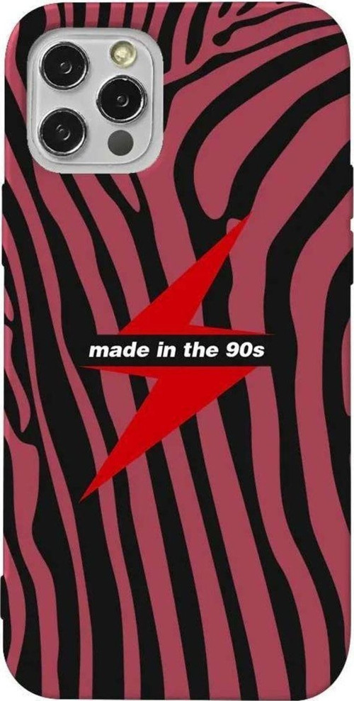 İphone 13 Pro Max Bordo Renkli Silikon Telefon Kılıfı - Red Lightning In 90s