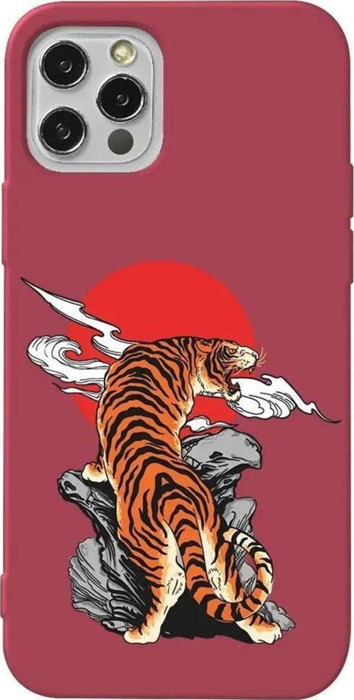 İphone 13 Pro Max Bordo Renkli Silikon Telefon Kılıfı - Kukreyen Leopar
