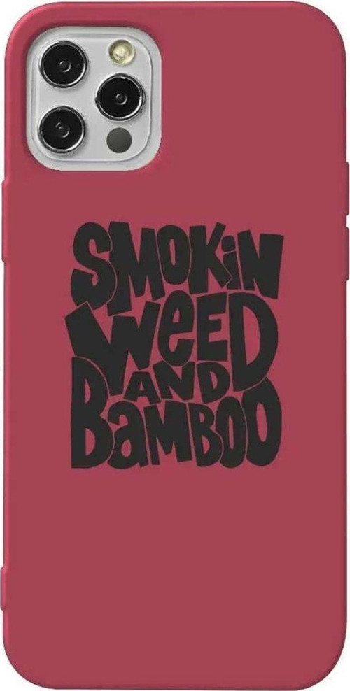 İphone 13 Pro Max Bordo Renkli Silikon Telefon Kılıfı - Smokin Weed