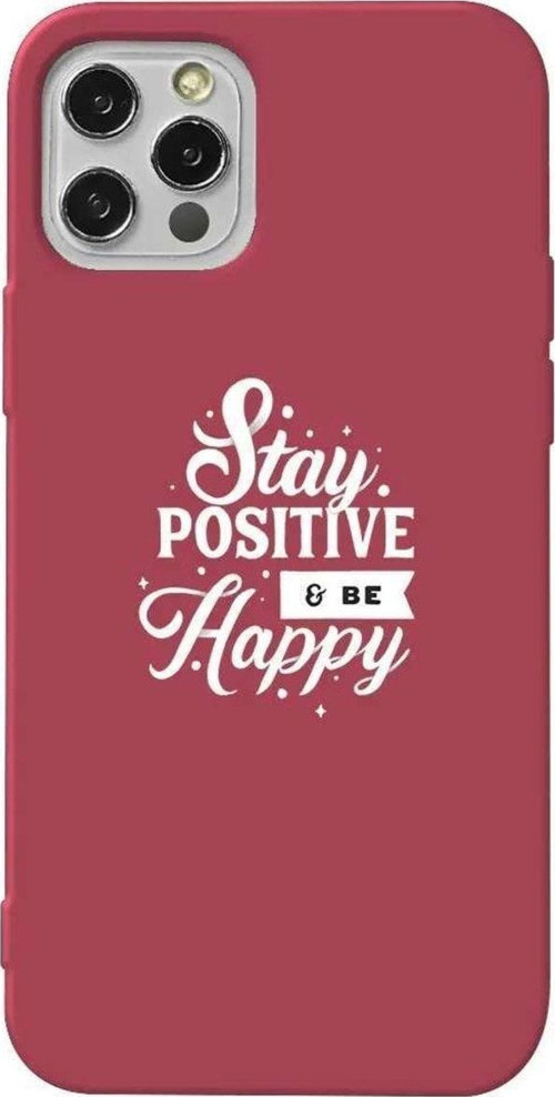 İphone 13 Pro Max Bordo Renkli Silikon Telefon Kılıfı - Stay Positive