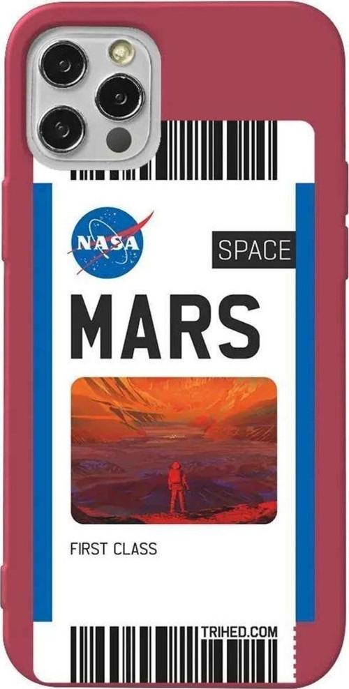 İphone 13 Pro Max Bordo Renkli Silikon Telefon Kılıfı - Mars Bileti