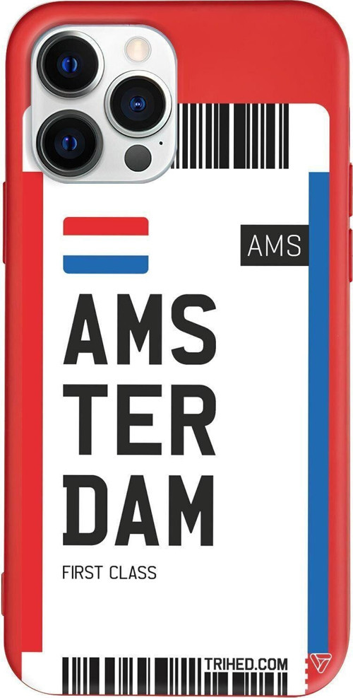 İphone 13 Pro Max Kirmizi Renkli Silikon Telefon Kılıfı - Amsterdam Bileti