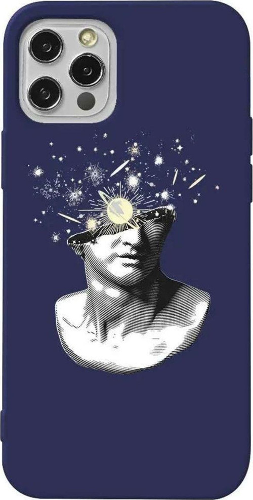 İphone 13 Pro Max Lacivert Renkli Silikon Telefon Kılıfı - Cosmos In The Brain