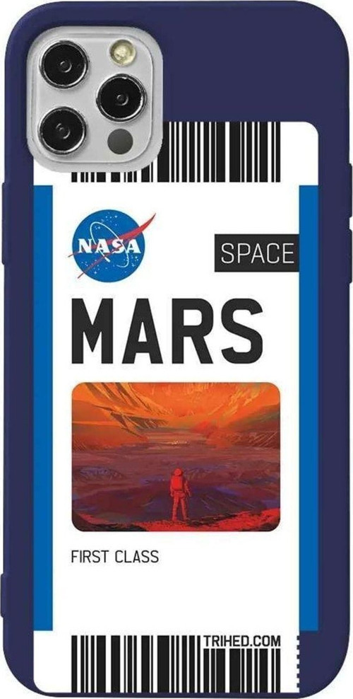 İphone 13 Pro Max Lacivert Renkli Silikon Telefon Kılıfı - Mars Bileti