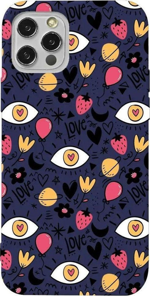 İphone 13 Pro Max Lacivert Renkli Silikon Telefon Kılıfı - Punk Love