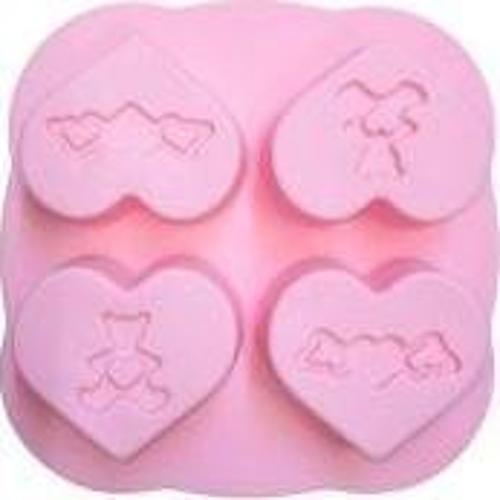 KALPLİ SİLİKON MUFFIN KALIBI 4'LÜ PEMBE