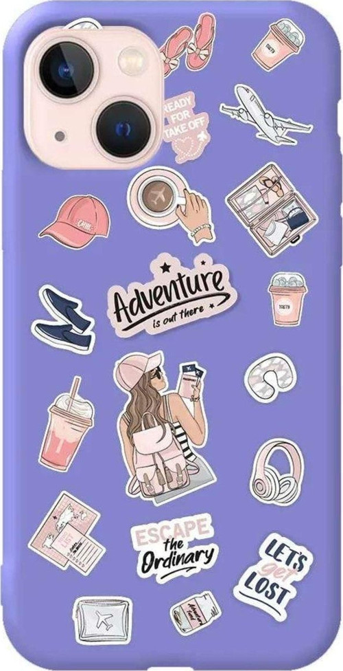 iPhone 13 Lila Renkli Silikon Telefon Kılıfı - Adventure