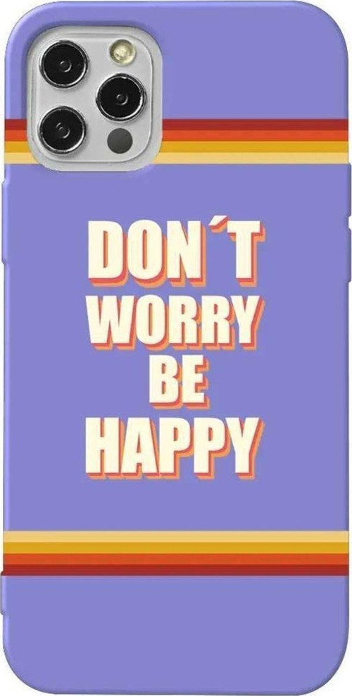 İphone 13 Pro Max Lila Renkli Silikon Telefon Kılıfı - Don't Worry