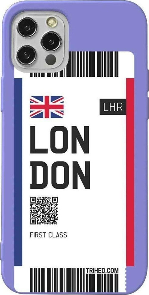İphone 13 Pro Max Lila Renkli Silikon Telefon Kılıfı - London Bileti