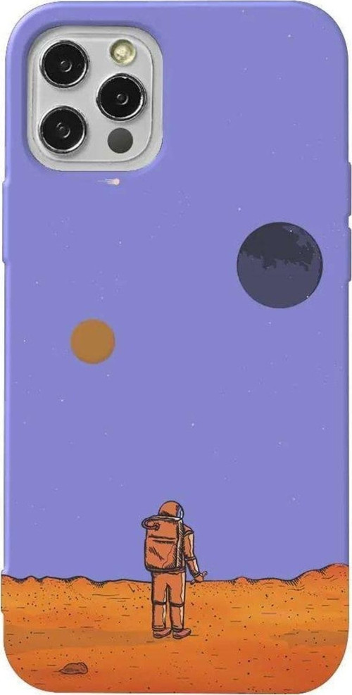 İphone 13 Pro Max Lila Renkli Silikon Telefon Kılıfı - Mars