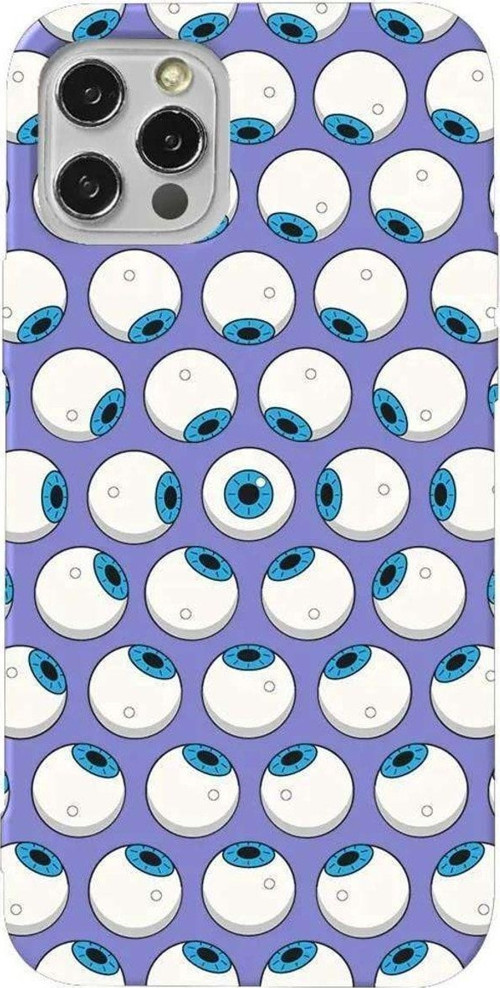 İphone 13 Pro Max Lila Renkli Silikon Telefon Kılıfı - Eyes On You 2