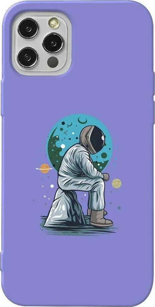 İphone 13 Pro Max Lila Renkli Silikon Telefon Kılıfı - Forever Alone