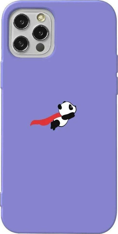 İphone 13 Pro Max Lila Renkli Silikon Telefon Kılıfı - Uçan Panda