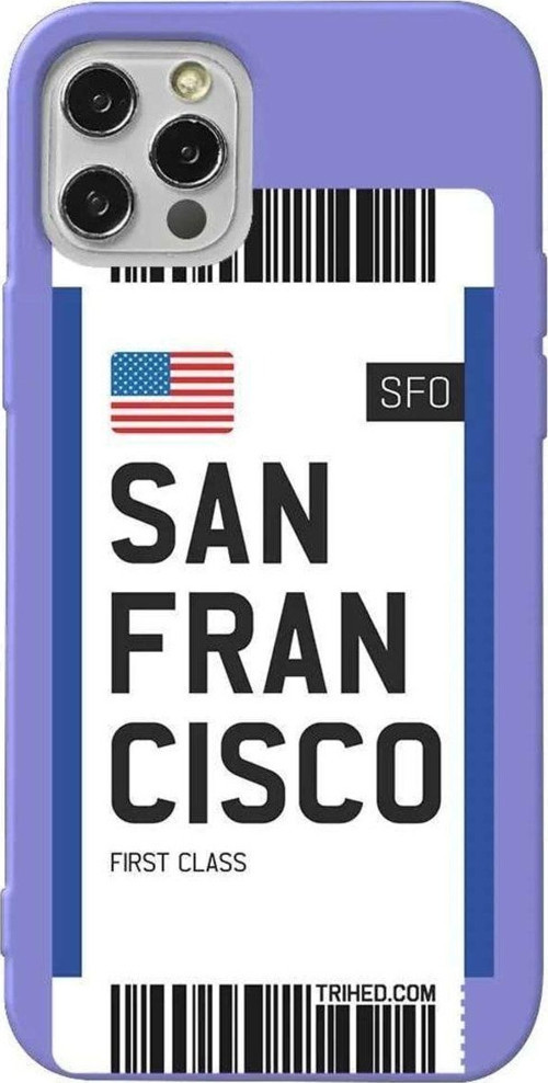 İphone 13 Pro Max Lila Renkli Silikon Telefon Kılıfı - San Francisco Bileti